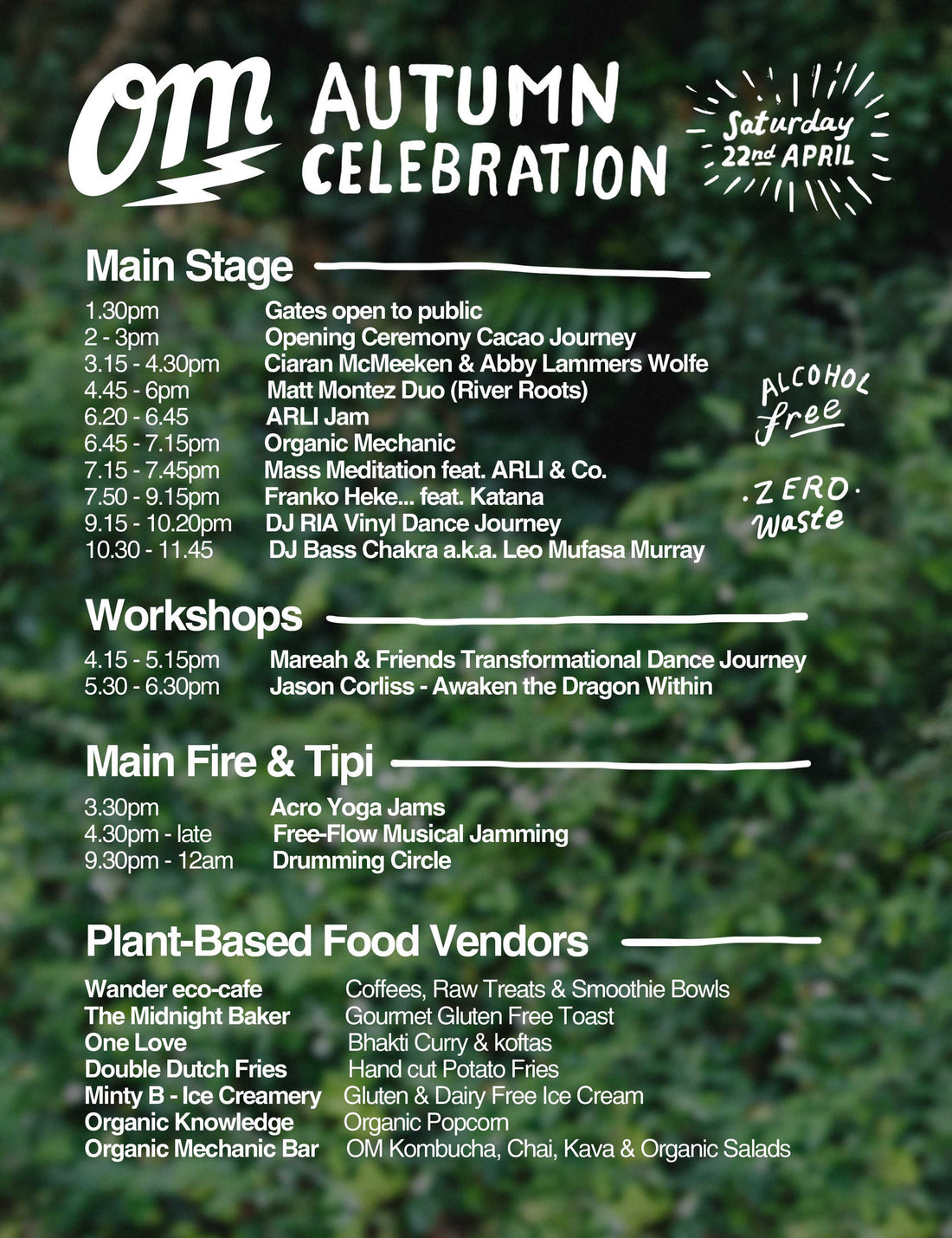 OM Autumn Celebration - Artists, Food & Timetable Release